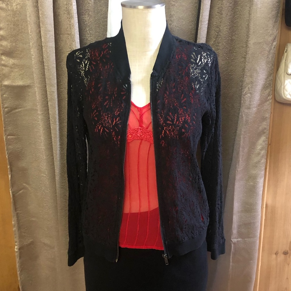 Black Laced Zip Up Jacket